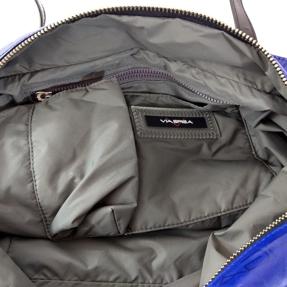 NEW VIA SPIGA BAG BLUE POLY CARRYALL - Picture 7 of 8